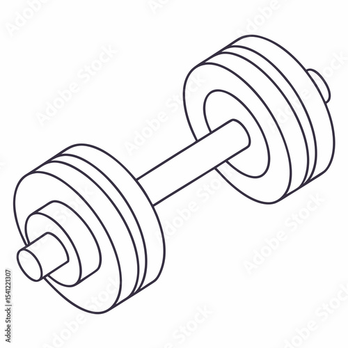Isometric line drawing of a dumbbell weight