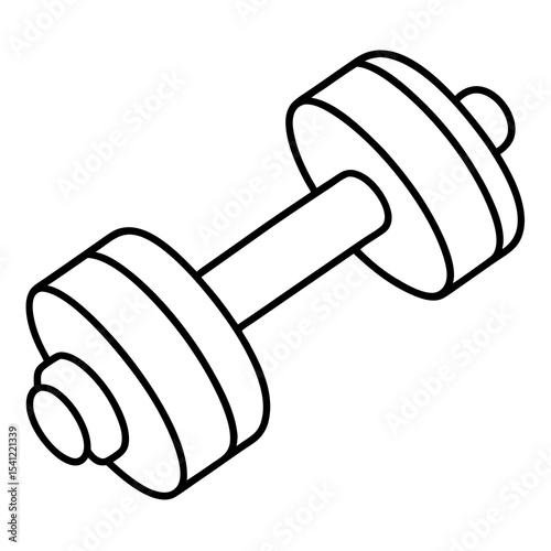 Isometric line drawing of a dumbbell