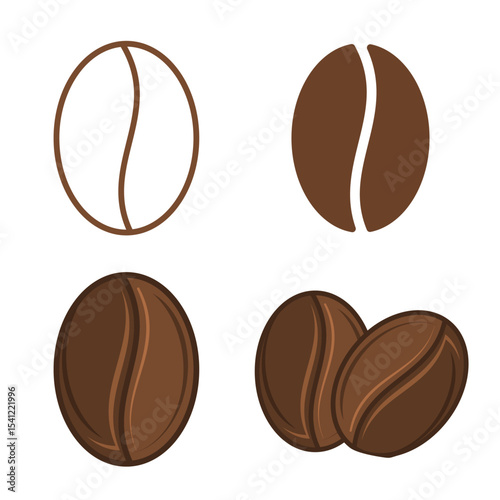Coffee bean icon set. Vector isolated illustration