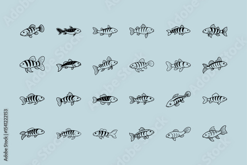 Dojo Loach, aquarium fish line art illustration