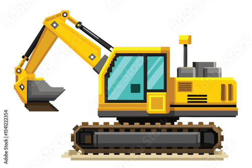 Pixel Art Excavator – Construction Site Vehicle in 8-bit 16-bit 32-bit Retro Style