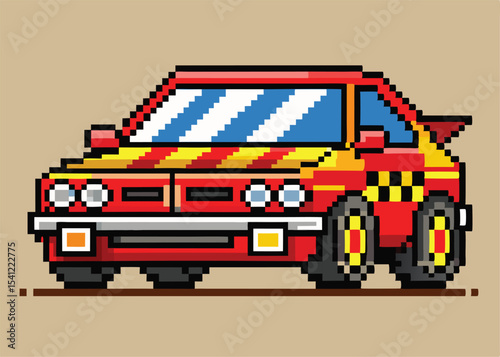 Pixel Art Race Car Sprite – Fast Retro Racing Vehicle in 8-bit 16-bit 32-bit Style