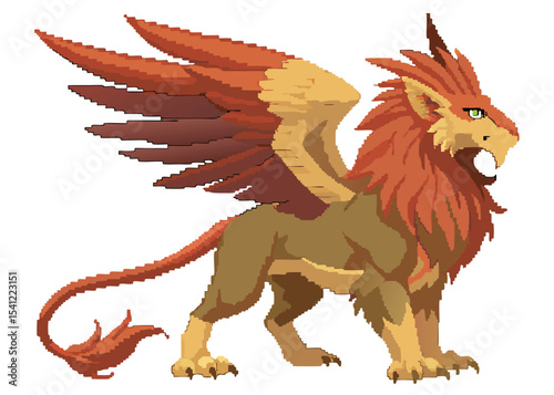 Pixel Art Griffin – Mythical Lion-Eagle Creature in 8-bit 16-bit 32-bit
