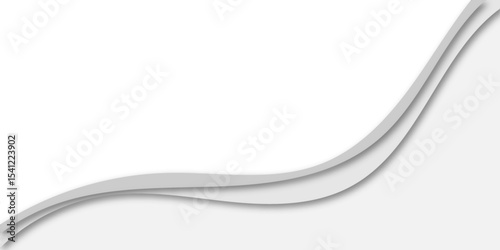Abstract minimal wavy layered background with soft gray curves and shadow effects. Modern 3D paper-cut style design, perfect for web banners, presentations, or elegant graphic layouts.