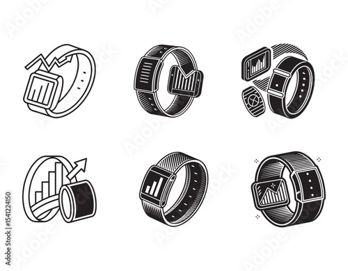 fitness band tracking workout statistics icon vector silhouette