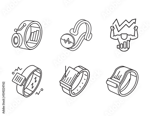 fitness band tracking workout statistics icon vector silhouette