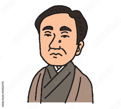 明治時代に活躍した男性の手描きイラスト