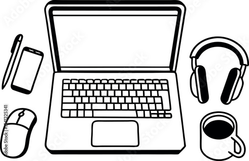 Essential tools, gadgets, and furniture used in modern remote work and home office setups for productive telecommuting