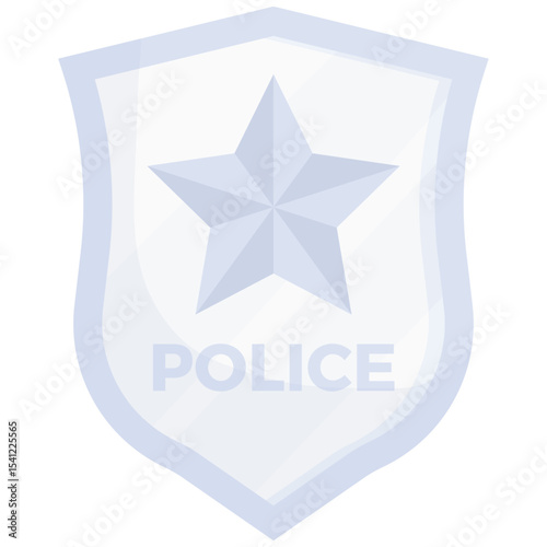 Law Element. Vector illustration of A police badge symbolizing authority, identity, and responsibility in the enforcement of law and public order. Isolated on background