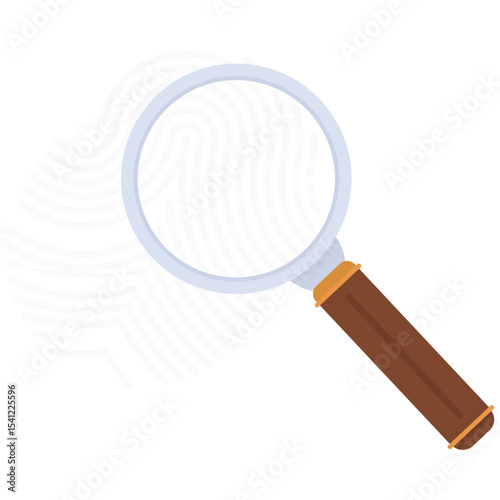 Law Element. Vector illustration of A magnifier symbolizing investigation, attention to detail, and evidence analysis in legal procedures. Isolated on background