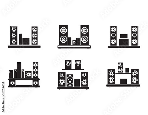 high end wireless speakers on a shelf icon vector silhouette