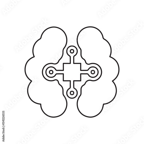 chip brain line icon