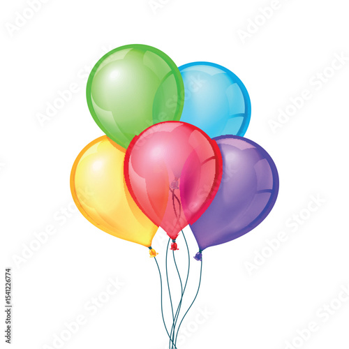 Celebratory balloons on isolated background