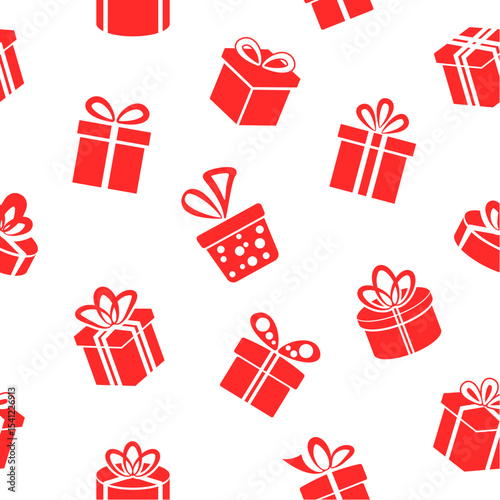 Seamless red gift boxes pattern