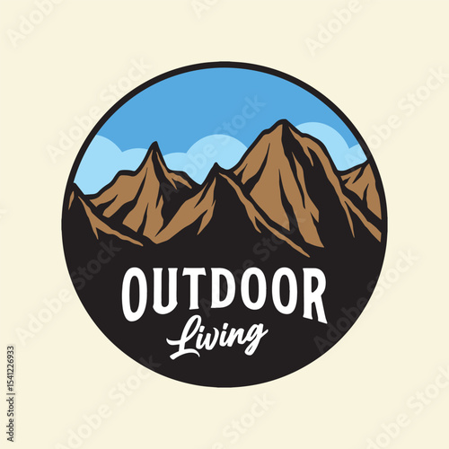 vector illustration of a badge mountain 