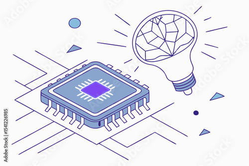 Neural Spark: Light Blue AI Processor in Digital Space