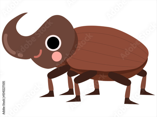Cartoon Illustration of a Brown Beetle