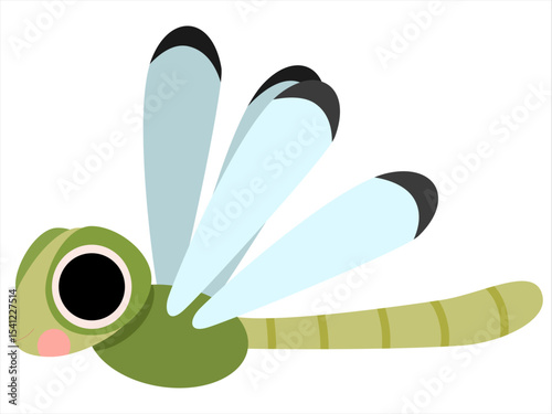 Cute dragonfly insect flat illustration