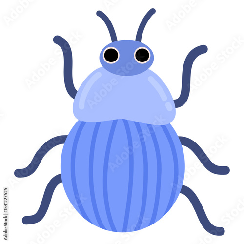 Cute blue insect flat illustration
