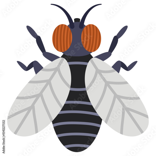 Cute fly insect flat illustration