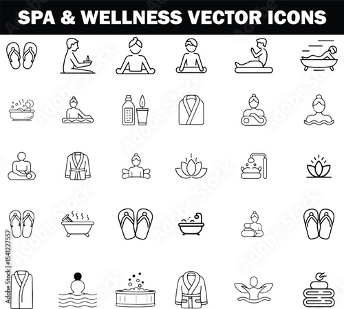 Spa & Wellness Vector Icons | Relaxation, Beauty, Sauna, Massage, Zen
