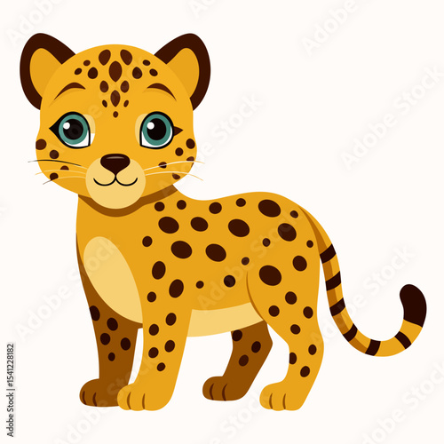 baby Leopard on white background 