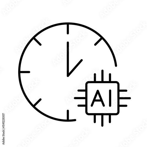 Editable stroke line icon of real-time feedback system powered by AI for instant student insights
