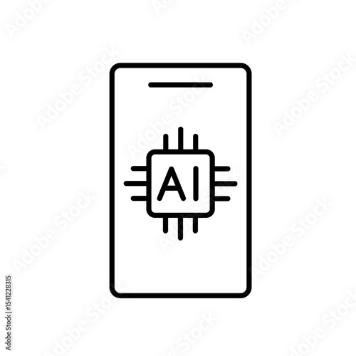 Line icon with editable stroke of AI mobile learning app for digital education on smartphones