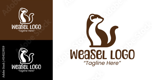 Modern and Fun Weasel Logo for Playful Branding in Brown and White