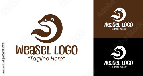 Sleek and Creative Weasel Logo for Unique Branding in Brown and White