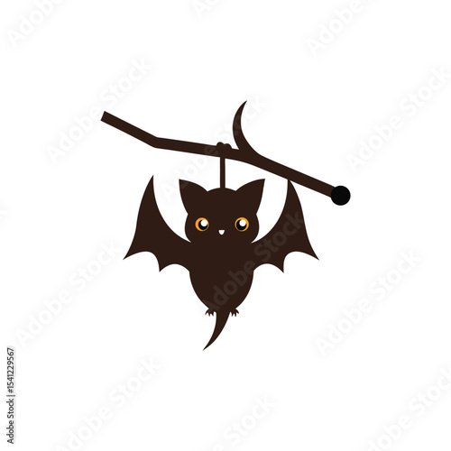 Bat flying vector art illustration.