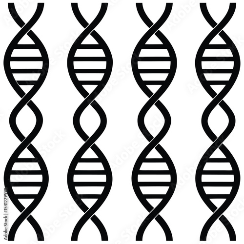 Twelve dna double helix icons set isolated on transparent background