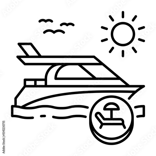 This Speedboat icon is suitable for Transportation, Travel and Tourism, etc
