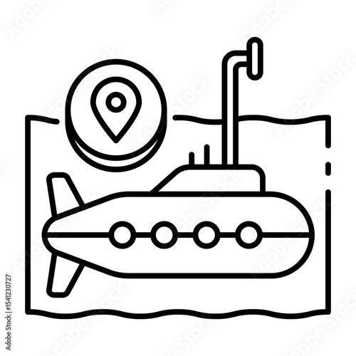 This Submarine icon is suitable for Transportation, Travel and Tourism, etc