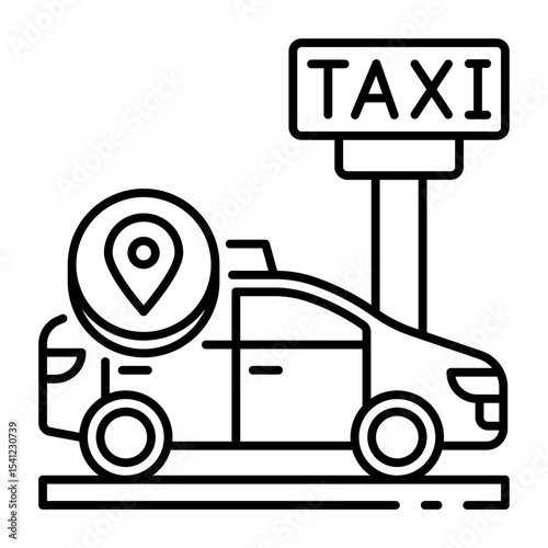 This Taxi icon is suitable for Transportation, Travel and Tourism, etc