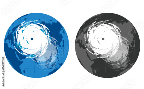 台風と地球のイラスト素材セット