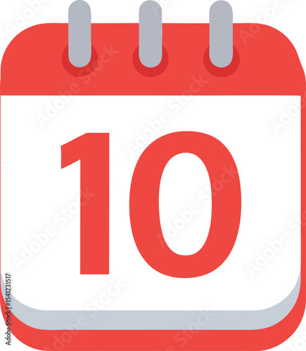 calendar icon with the date of 10 vector illustration