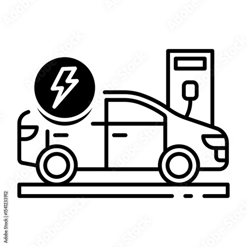 This Electric car icon is suitable for Transportation, Travel and Tourism, etc