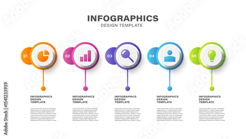 5 steps vector infographic template with icons and place for data. Infographic business layout for presentation slides