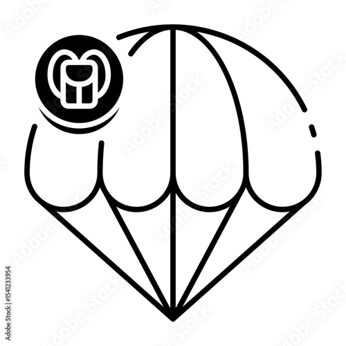 This Parachute icon is suitable for Transportation, Travel and Tourism, etc
