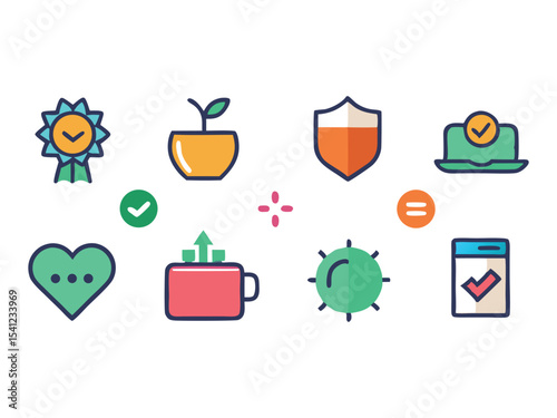 Collection of colorful flat design icons isolated on white background
