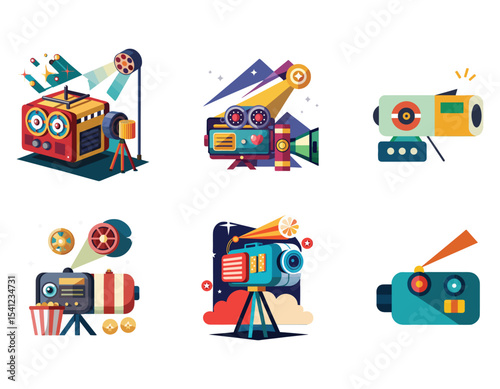 portable projector displaying a movie  icon silhouette vector illustration