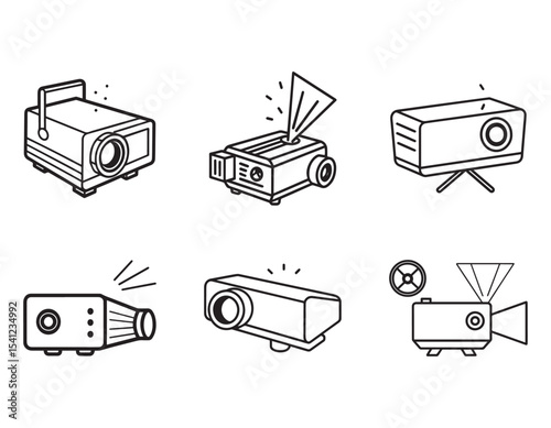 portable projector displaying a movie  icon silhouette vector illustration
