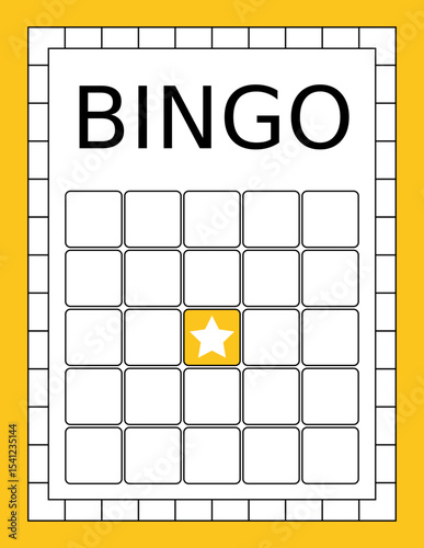 Bingo ticket with no numbers. Empty lotto and keno card template. Clean gambling sheet for party game design, casino-themed projects and vector lucky draw illustrations.