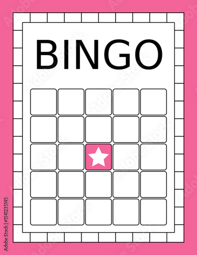 Bingo ticket with no numbers. Empty lotto and keno card template. Clean gambling sheet for party game design, casino-themed projects and vector lucky draw illustrations.