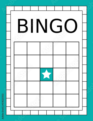 Bingo ticket with no numbers. Empty lotto and keno card template. Clean gambling sheet for party game design, casino-themed projects and vector lucky draw illustrations.