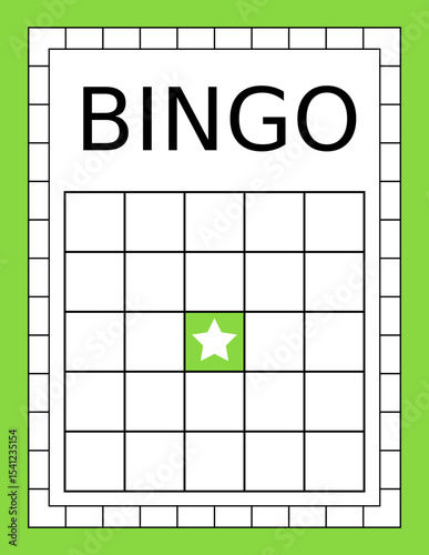 Bingo ticket with no numbers. Empty lotto and keno card template. Clean gambling sheet for party game design, casino-themed projects and vector lucky draw illustrations.