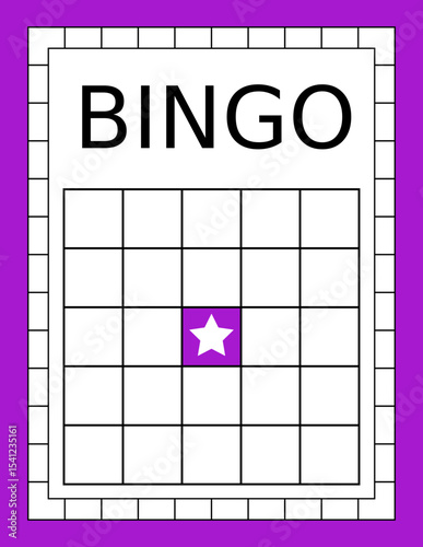 Bingo ticket with no numbers. Empty lotto and keno card template. Clean gambling sheet for party game design, casino-themed projects and vector lucky draw illustrations.