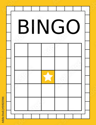 Bingo ticket with no numbers. Empty lotto and keno card template. Clean gambling sheet for party game design, casino-themed projects and vector lucky draw illustrations.