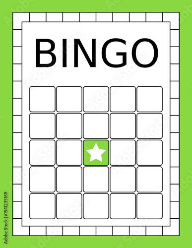 Bingo ticket with no numbers. Empty lotto and keno card template. Clean gambling sheet for party game design, casino-themed projects and vector lucky draw illustrations.